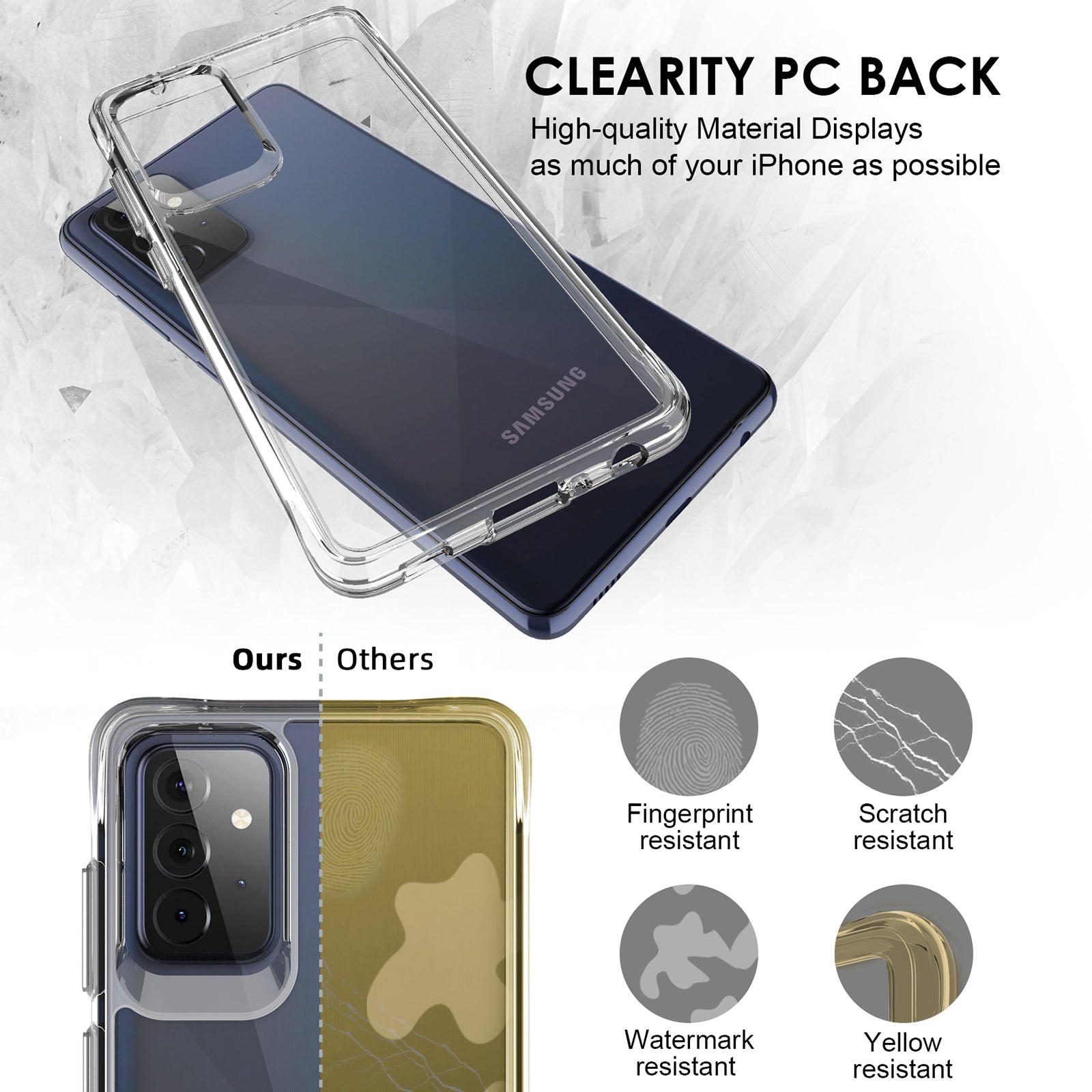 PC+TPU Case for Samsung Galaxy A72 4G / A72 5G Shell HD Clear Drop-proof Phone Cover PC+TPU Case for Samsung Galaxy A72 4G / A72 5G Shell HD Clear Drop-proof Phone Cover